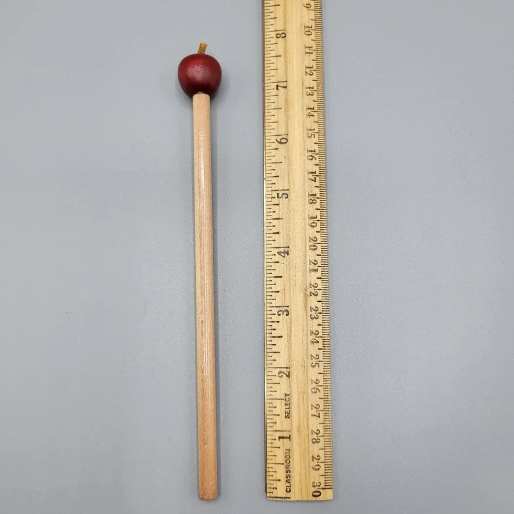 Vintage Wooden Apple Pencil Topper Educational Memorabilia